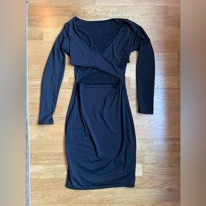 BLACK CUTOUT MIDI DRESS